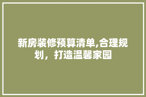 新房装修预算清单,合理规划，打造温馨家园 客厅装修
