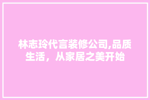 林志玲代言装修公司,品质生活，从家居之美开始 软装设计