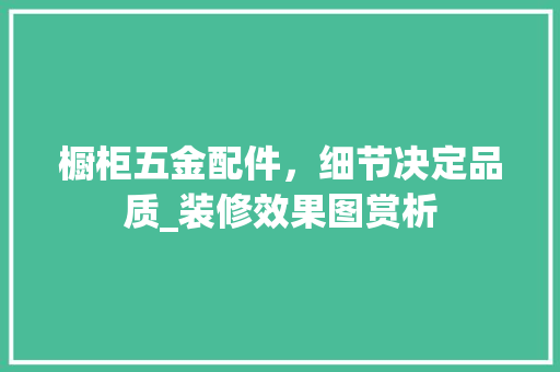 橱柜五金配件，细节决定品质_装修效果图赏析 室内设计