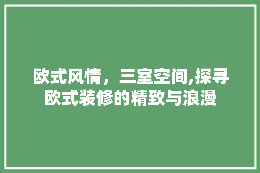 欧式风情，三室空间,探寻欧式装修的精致与浪漫 中式风格装饰