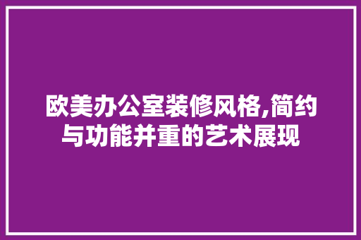 欧美办公室装修风格,简约与功能并重的艺术展现 家居装修