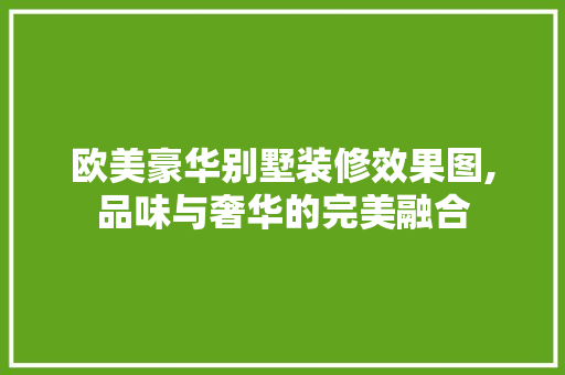 欧美豪华别墅装修效果图,品味与奢华的完美融合