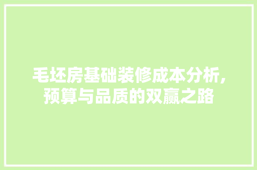 毛坯房基础装修成本分析,预算与品质的双赢之路 软装设计