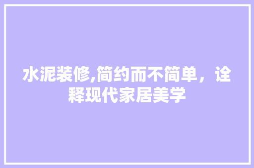 水泥装修,简约而不简单，诠释现代家居美学 地板材料