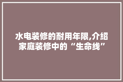 水电装修的耐用年限,介绍家庭装修中的“生命线”