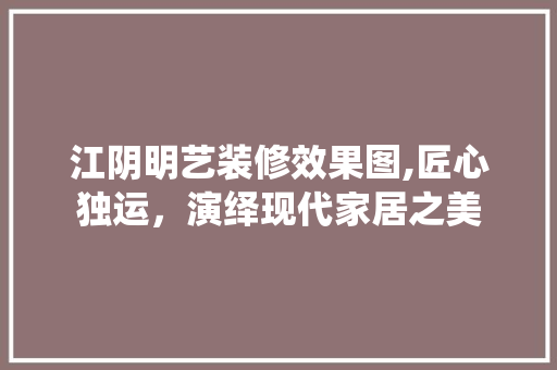 江阴明艺装修效果图,匠心独运，演绎现代家居之美 现代风格装饰