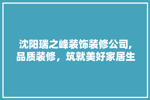 沈阳瑞之峰装饰装修公司,品质装修，筑就美好家居生活 客厅装修