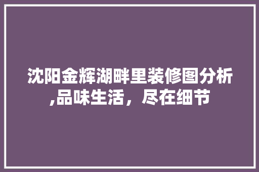 沈阳金辉湖畔里装修图分析,品味生活，尽在细节