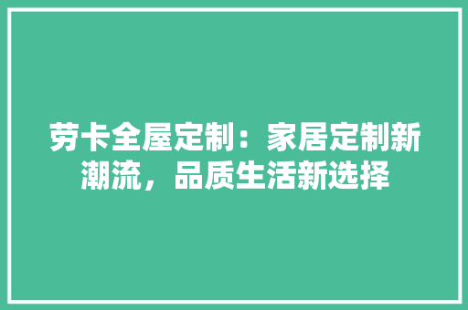 劳卡全屋定制：家居定制新潮流，品质生活新选择 家居装修