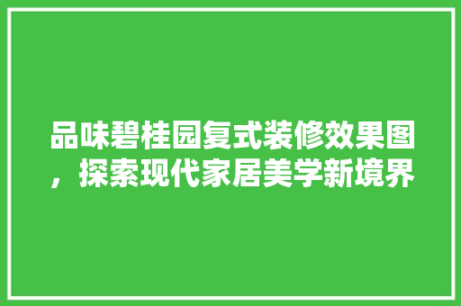 品味碧桂园复式装修效果图，探索现代家居美学新境界 木雕艺术