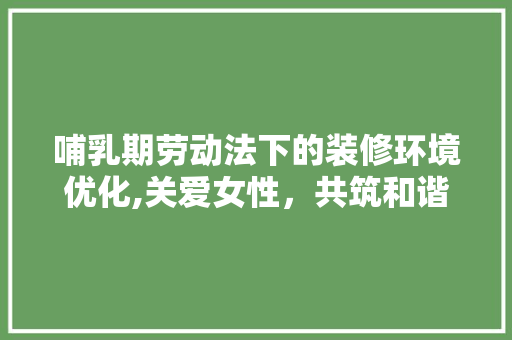 哺乳期劳动法下的装修环境优化,关爱女性，共筑和谐职场 木雕艺术