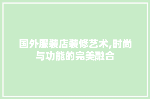 国外服装店装修艺术,时尚与功能的完美融合 现代风格装饰