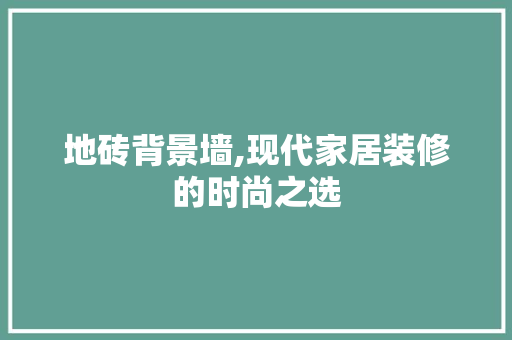 地砖背景墙,现代家居装修的时尚之选 室内设计
