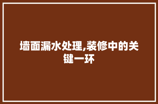 墙面漏水处理,装修中的关键一环 木雕艺术