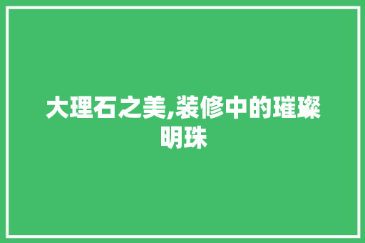 大理石之美,装修中的璀璨明珠