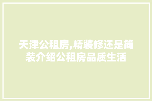 天津公租房,精装修还是简装介绍公租房品质生活 现代风格装饰