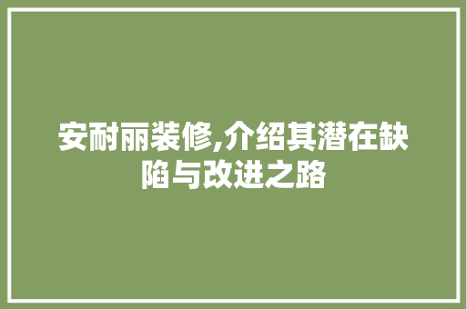 安耐丽装修,介绍其潜在缺陷与改进之路 室内设计