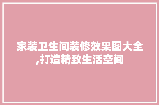 家装卫生间装修效果图大全,打造精致生活空间 现代风格装饰