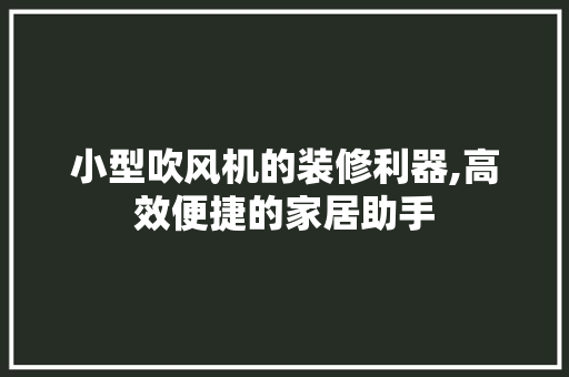 小型吹风机的装修利器,高效便捷的家居助手 中式风格装饰