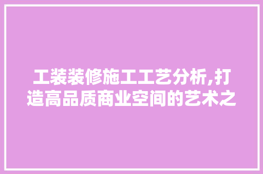 工装装修施工工艺分析,打造高品质商业空间的艺术之旅 现代风格装饰