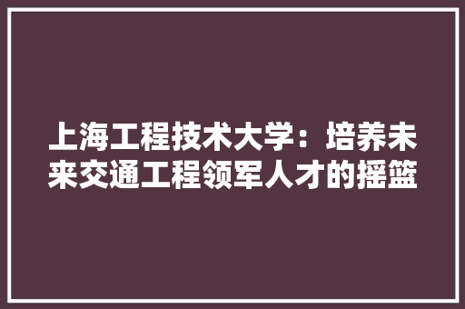 上海工程技术大学：培养未来交通工程领军人才的摇篮 地板材料