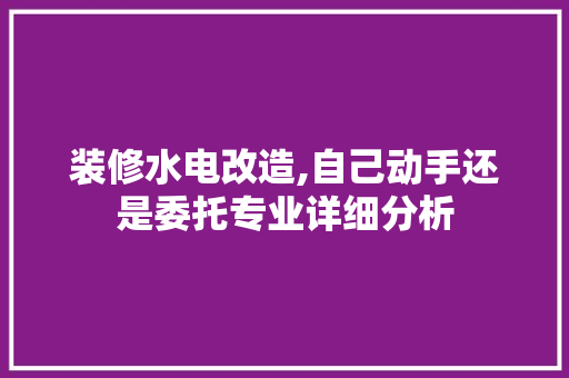 装修水电改造,自己动手还是委托专业详细分析 客厅装修