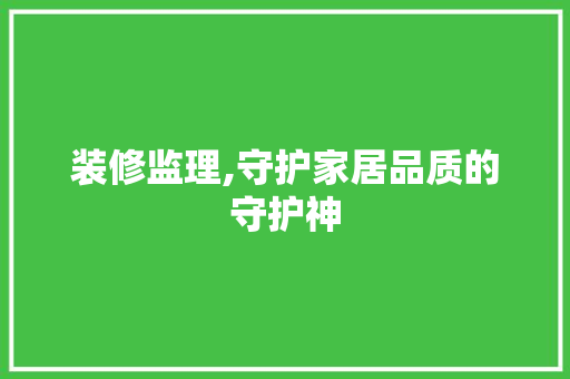 装修监理,守护家居品质的守护神 中式风格装饰