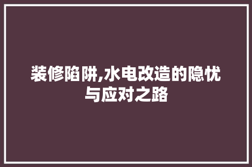 装修陷阱,水电改造的隐忧与应对之路 中式风格装饰