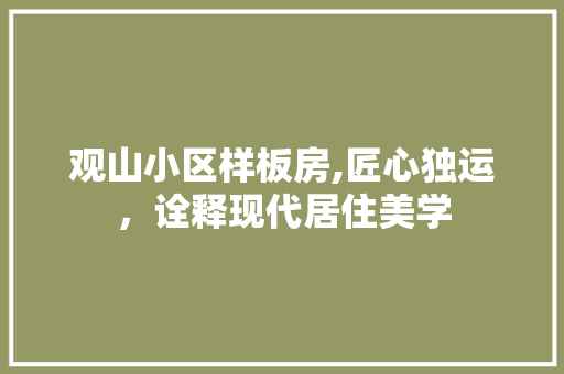 观山小区样板房,匠心独运，诠释现代居住美学
