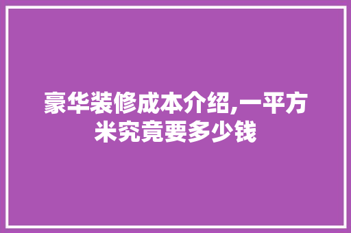 豪华装修成本介绍,一平方米究竟要多少钱 室内设计