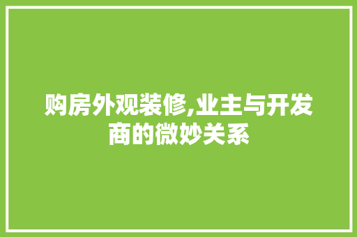 购房外观装修,业主与开发商的微妙关系 家居装修