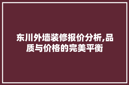 东川外墙装修报价分析,品质与价格的完美平衡 室内设计