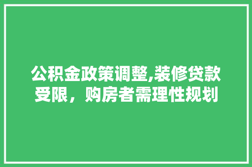 公积金政策调整,装修贷款受限，购房者需理性规划 现代风格装饰