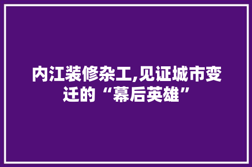 内江装修杂工,见证城市变迁的“幕后英雄” 现代风格装饰
