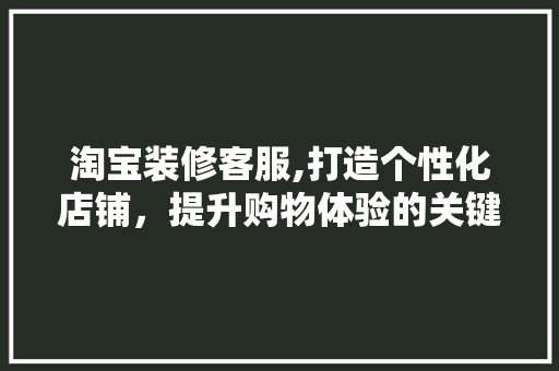 淘宝装修客服,打造个性化店铺，提升购物体验的关键一环 软装设计