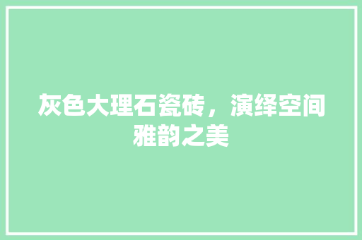 灰色大理石瓷砖，演绎空间雅韵之美 现代风格装饰