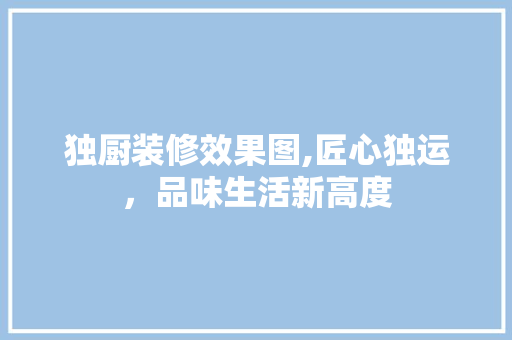 独厨装修效果图,匠心独运，品味生活新高度 中式风格装饰
