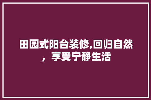田园式阳台装修,回归自然，享受宁静生活 中式风格装饰