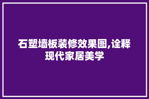 石塑墙板装修效果图,诠释现代家居美学 家居装修
