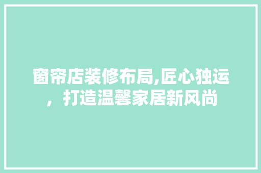 窗帘店装修布局,匠心独运，打造温馨家居新风尚 现代风格装饰