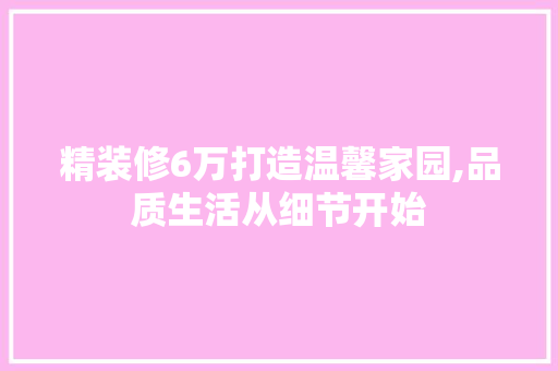 精装修6万打造温馨家园,品质生活从细节开始 家居装修