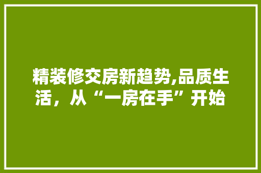 精装修交房新趋势,品质生活，从“一房在手”开始 现代风格装饰