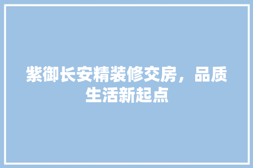 紫御长安精装修交房，品质生活新起点 室内设计