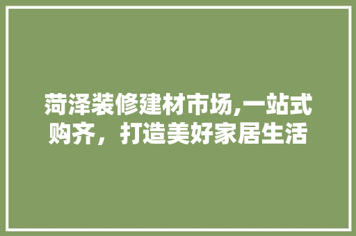 菏泽装修建材市场,一站式购齐，打造美好家居生活 室内设计