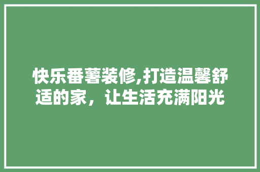 快乐番薯装修,打造温馨舒适的家，让生活充满阳光 软装设计