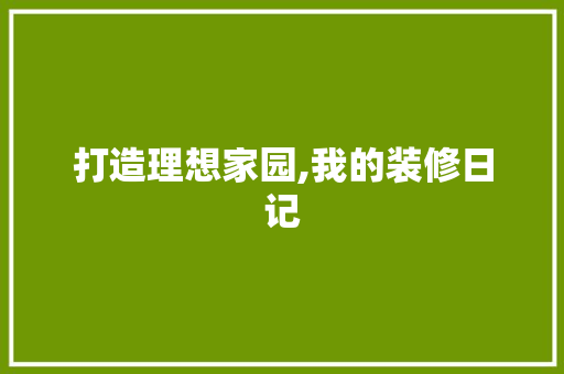 打造理想家园,我的装修日记 现代风格装饰