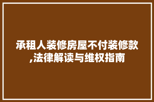承租人装修房屋不付装修款,法律解读与维权指南 卧室装修