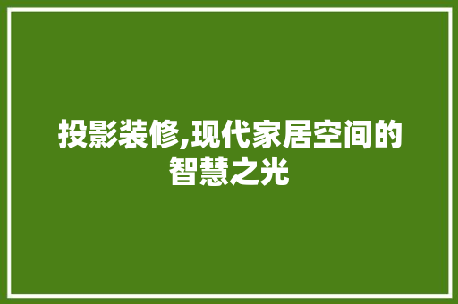 投影装修,现代家居空间的智慧之光