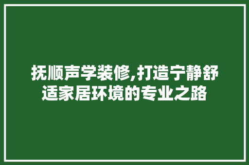 抚顺声学装修,打造宁静舒适家居环境的专业之路 现代风格装饰