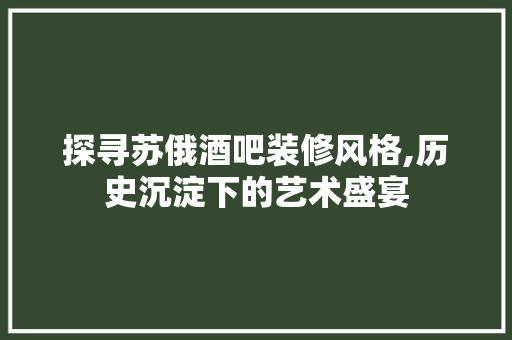 探寻苏俄酒吧装修风格,历史沉淀下的艺术盛宴 家居装修